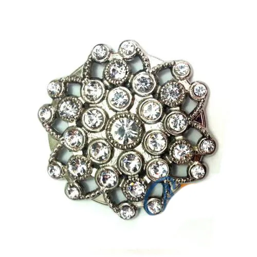 Taşlı Yuvarlak Broş, Sık Süsü 4,5 cm - Nikel, 1 Adet