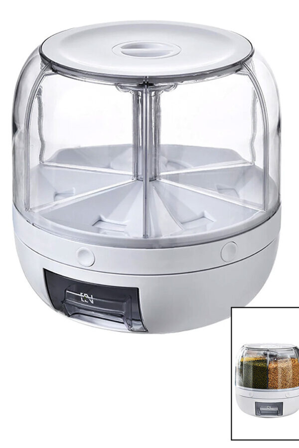 TEBA TGO-1000 ( 360° ) DÖNEBİLEN GIDA & BAKLİYAT ORGANİZERİ ( 6 BÖLMELİ & 6KG. ) OTOMATİK DÜĞME MUSLUK*1
