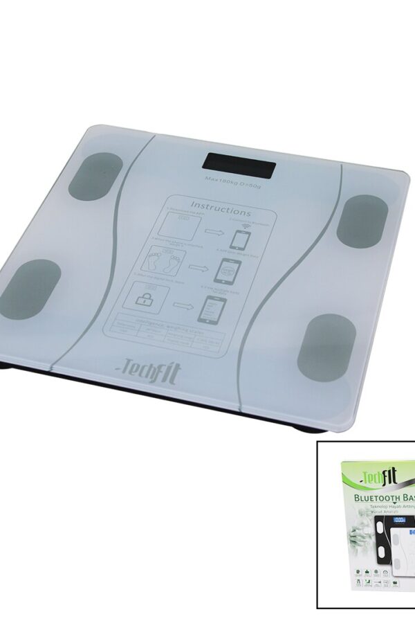 BLUETOOTH VÜCUT ANALİZLİ DİJİTAL BASKÜL TERAZİ 180KG/50G YAĞ -SU -KAS ORAN -BMI -ODA ℃ TF-1075