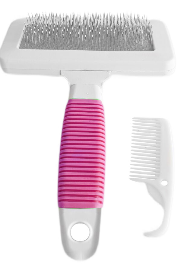 Temizleme Aparatlı Kedi Köpek Tarağı 9.5 cm-14 cm Medium Pembe