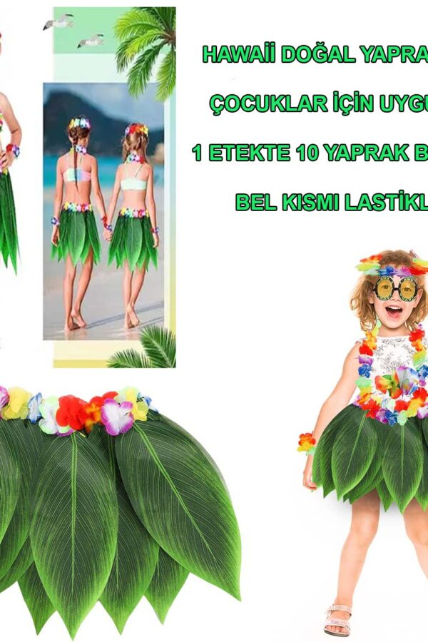 Tropikal Esintili Hawaii Yapraklı Parti Eteği Çuk Boy