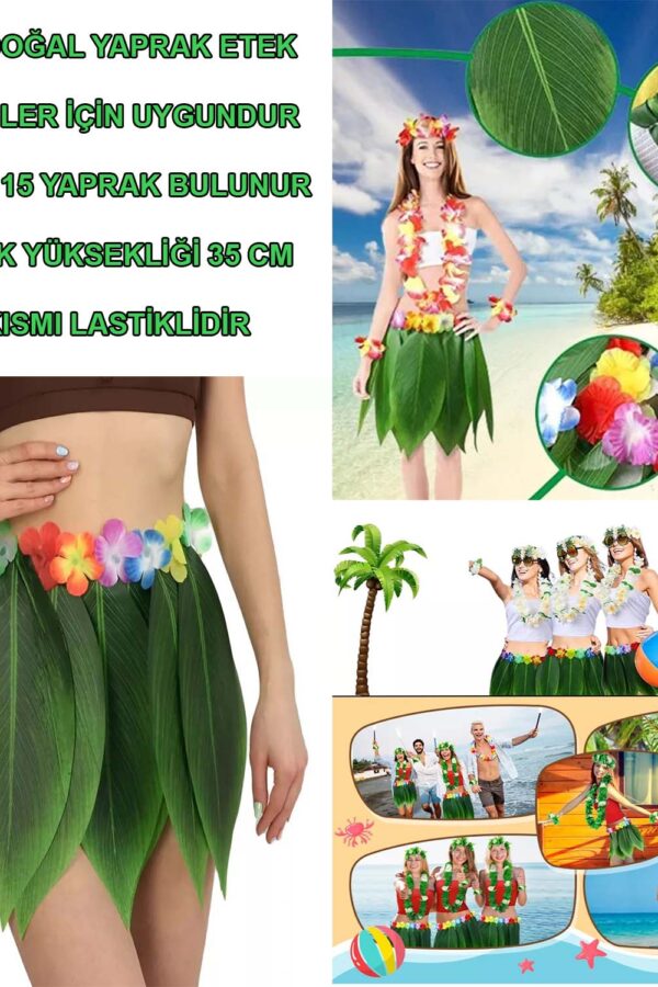 Tropikal Esintili Hawaii Yapraklı Parti Eteği Yetişkin Boy