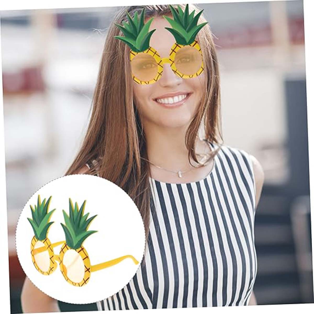 Tropikal Hawaii Ananas Şekilli Parti Gözlüğü 9.5 x 14 cm - Görsel 3