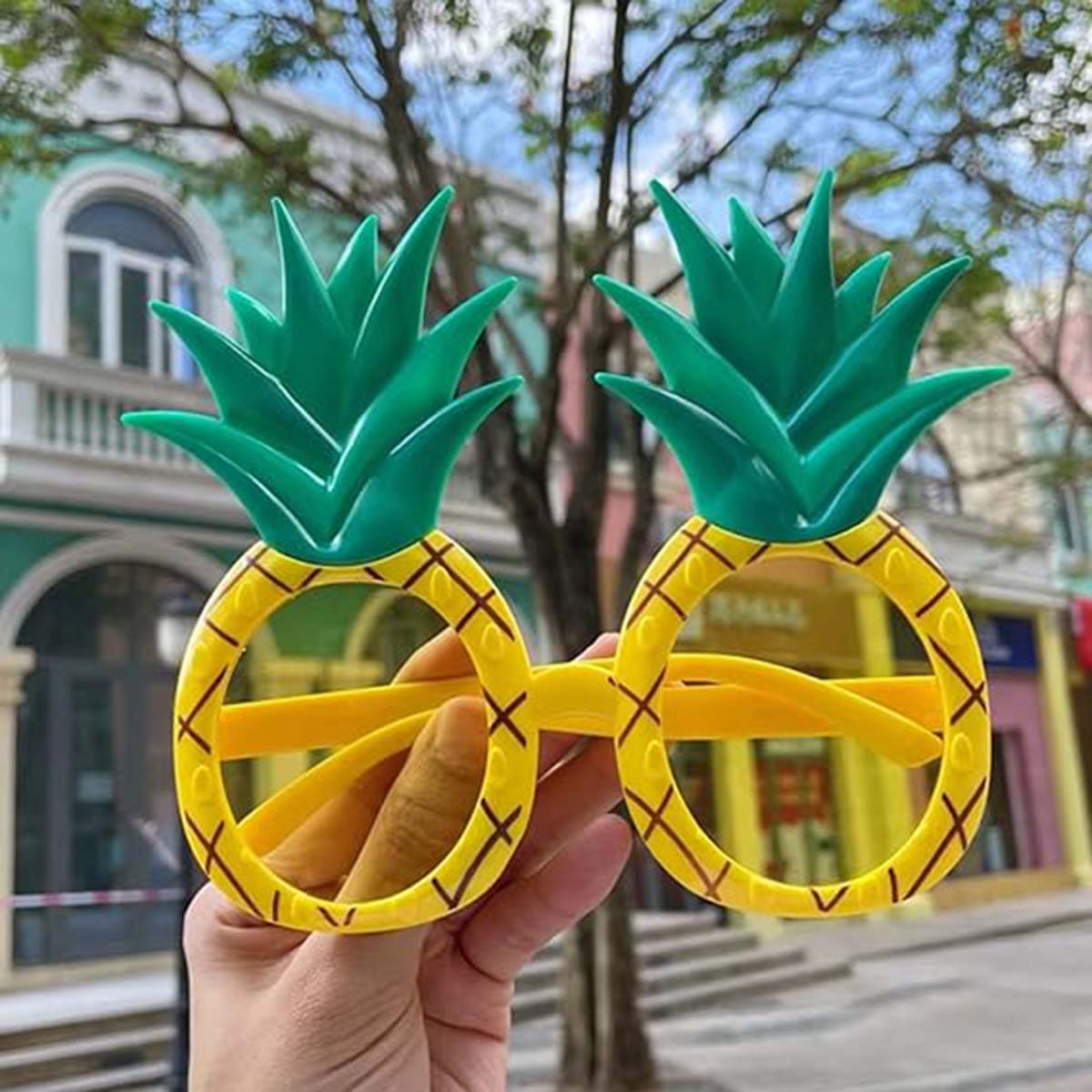 Tropikal Hawaii Ananas Şekilli Parti Gözlüğü 9.5 x 14 cm - Görsel 4