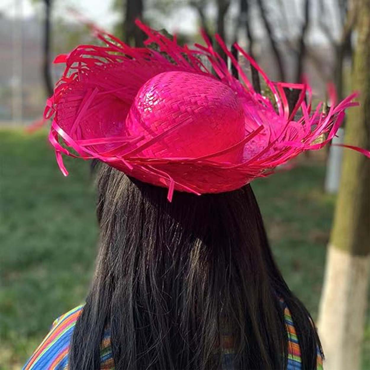 Tropikal Parti Pembe Fuşya Hasır Hawaii sı 13x36 cm - Görsel 5