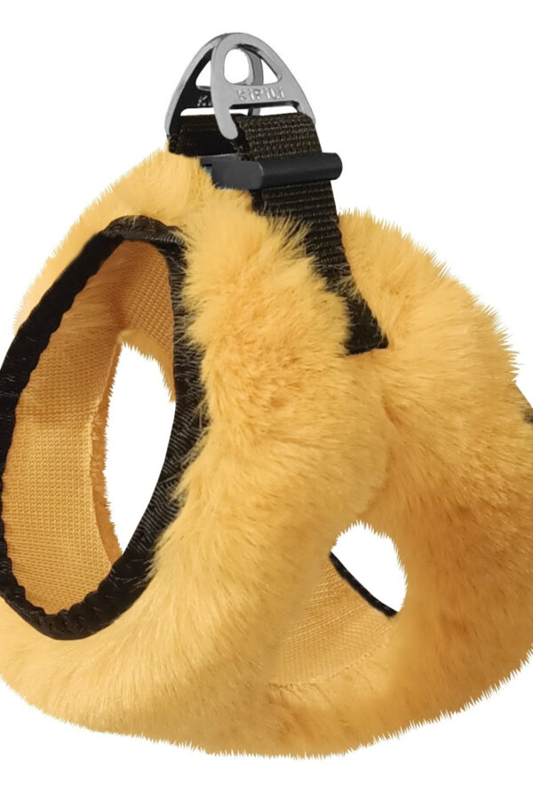Üç Kilitli Peluş Kedi Köpek Göğüs Tasması 20-24 cm -Small Sarı