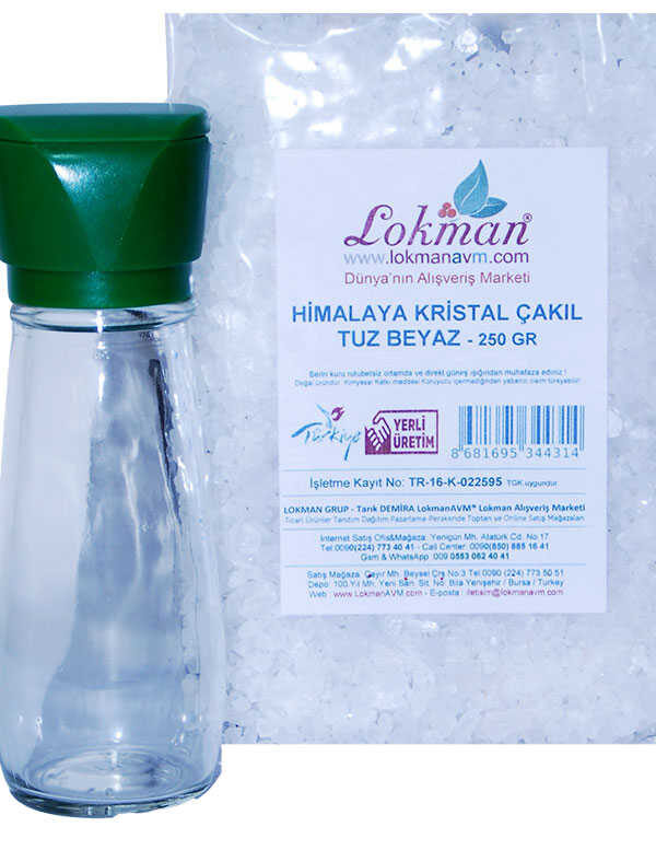 Tuz Karabiber Değirmeni Yeşil + Himalaya Çakıl Tuz Beyaz 250 Gr