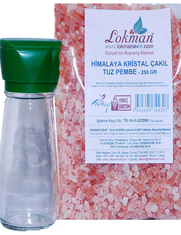 Tuz Karabiber Değirmeni Yeşil + Himalaya Çakıl Tuz Pembe 250 Gr