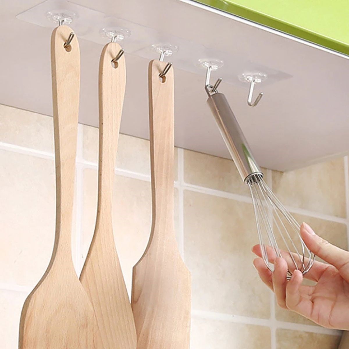 10'lu Şeffaf Kendinden Yapışkanlı Güçlü Askı sı, Banyo Organizer, İz Bırakmaz Pratik Askı - Görsel 3