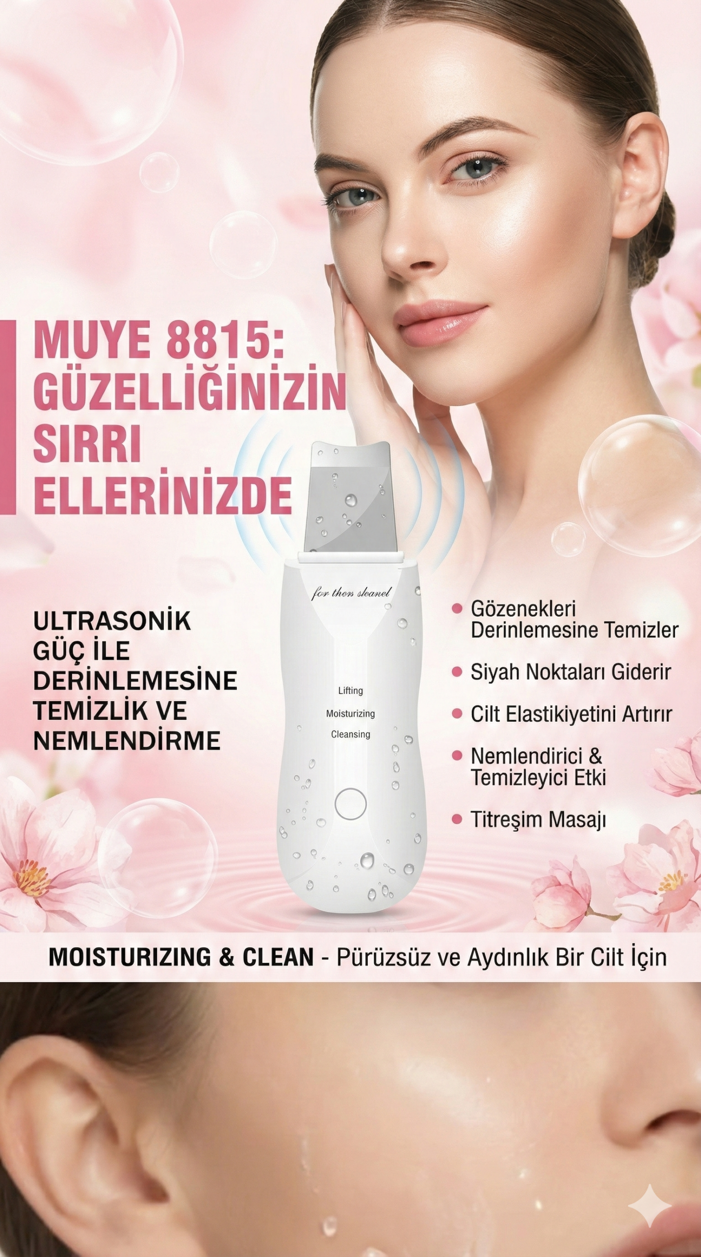 Ultrasonik Spatula Yüz Siyah Nokta Temizleme