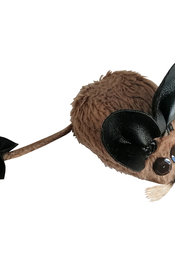 Kedi Oyuncağı Bıyıklı Peluş Fare 4,5 x 6-15 cm Taba