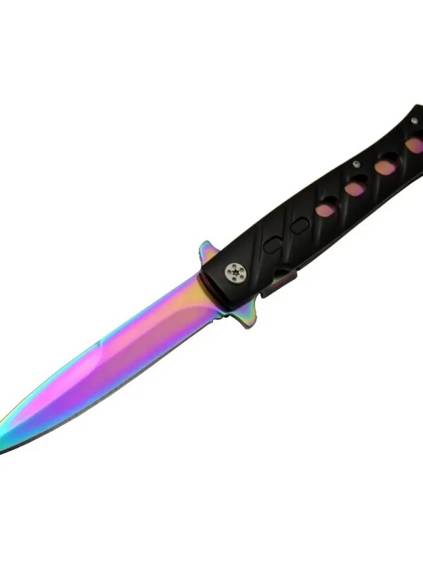 Venom K033 Gökkuşağı Kamp Çakı 23cm- Yarı Otomatik, Kemerlikli