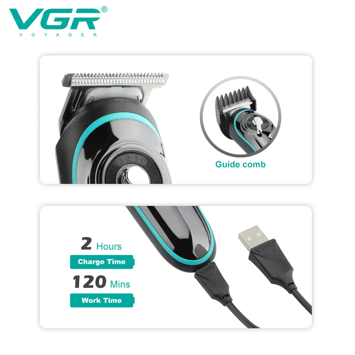 VGR V-075 T Bıçak Sıfır Kesim LCD Ekran Şarjlı Tıraş Makinesi - Görsel 3