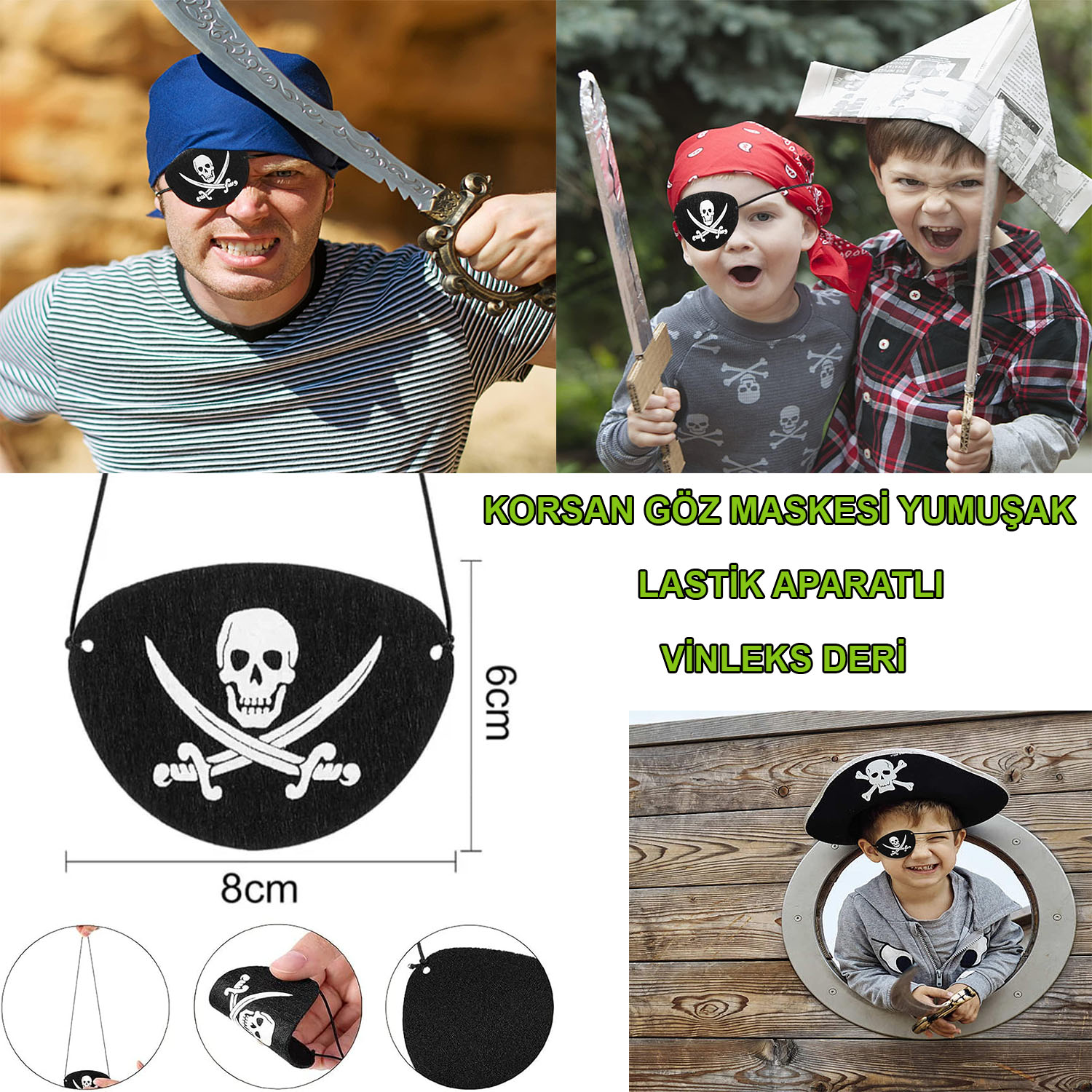İthal Vinleks Deri Korsan Göz Bı - Lastikli & Yumuşak