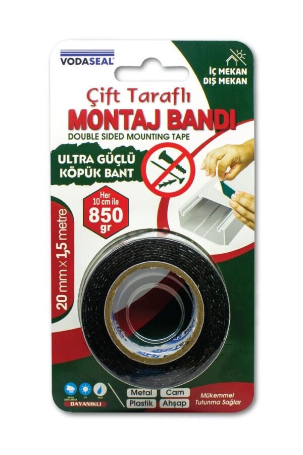 Ultra Güçlü Çift Taraflı Köpük Bant 20 mm x 1,5 Metre