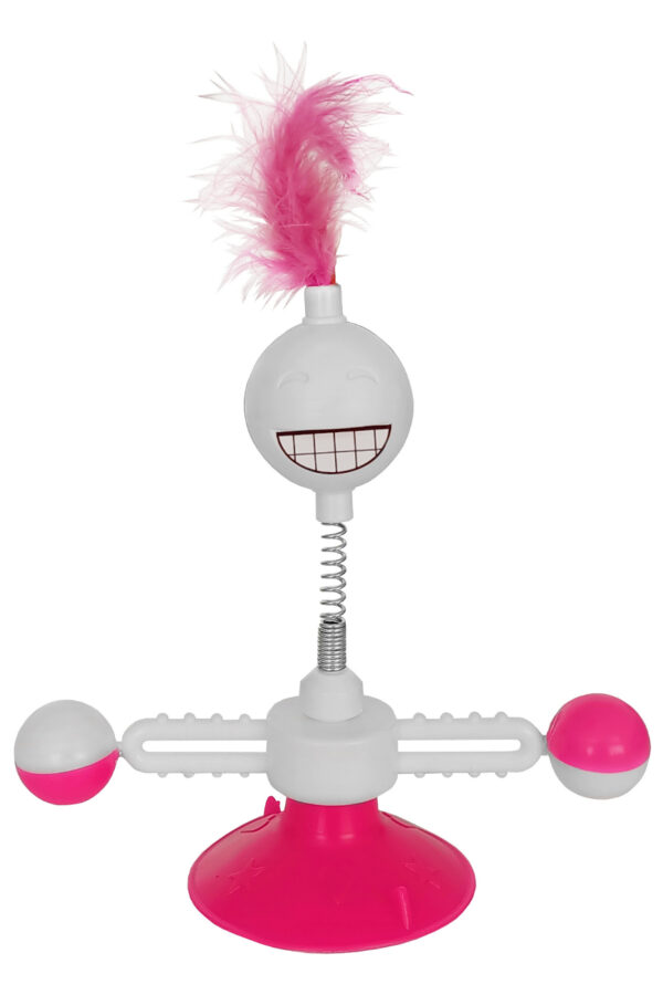 Vantuzlu Komik Dönen Kedi Oyuncağı 17 cm*18-30 cm Pembe