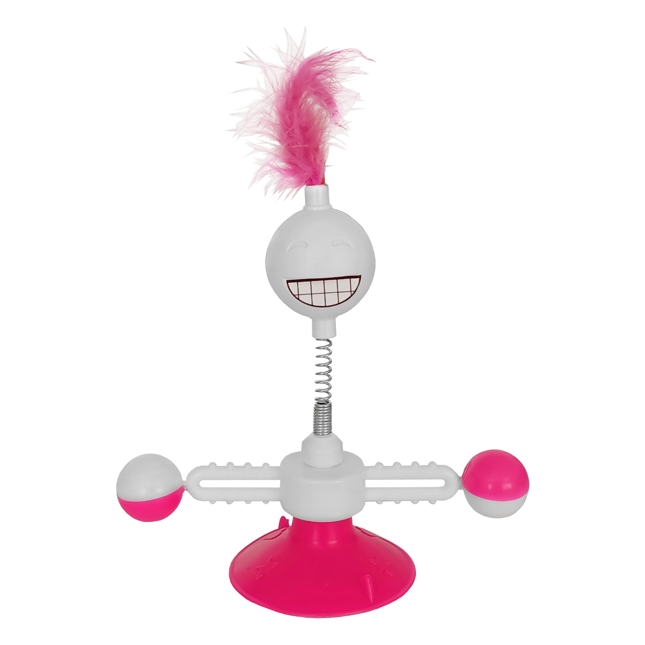 Vantuzlu Komik Dönen Kedi Oyuncağı 17 cm*18-30 cm Pembe