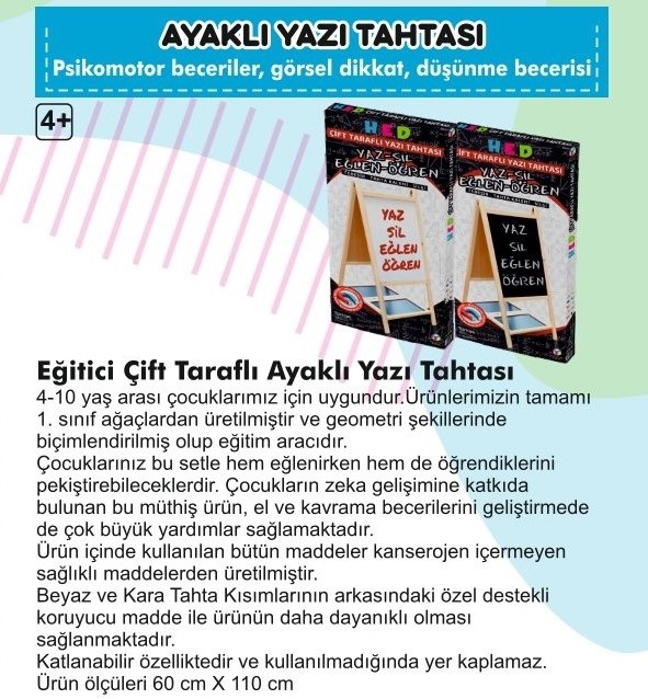 Yazı Tahtası Çift Taraflı Ayaklı Mıknatıslı Yazı Tahtası Seti 110 x 60 - Görsel 2