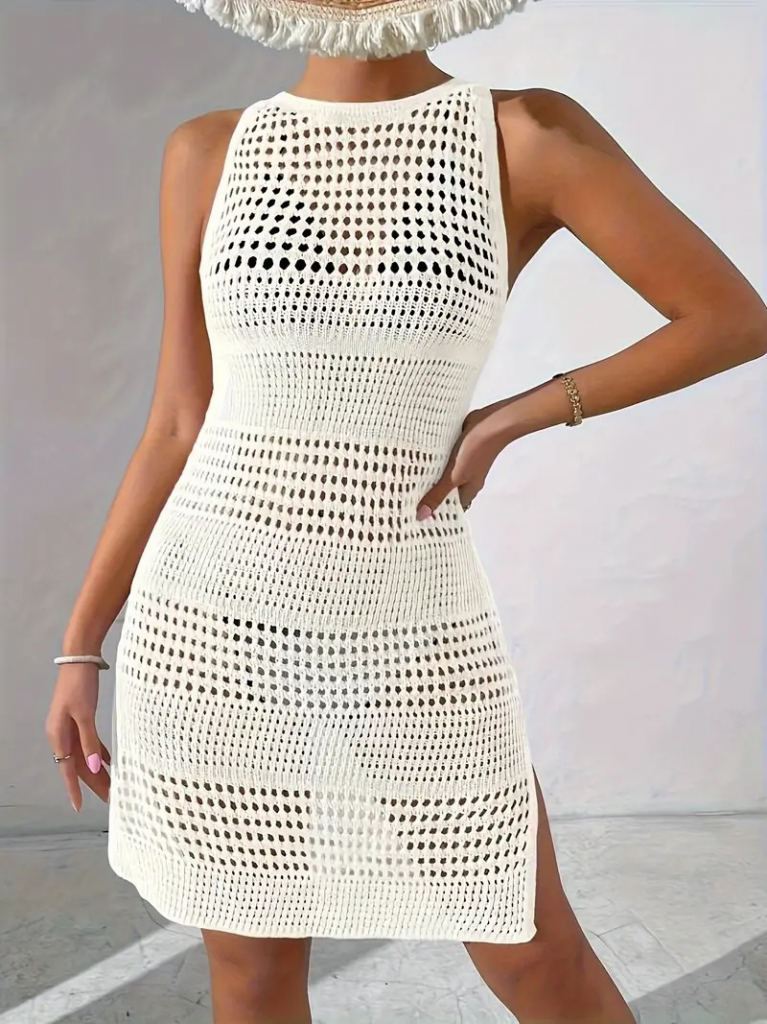 Kadın Askılı Derin Sırt Dekolteli Ajurlu Triko Pareo - Görsel 10