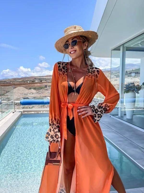 Kadın Leopar Detay şifon Pareo