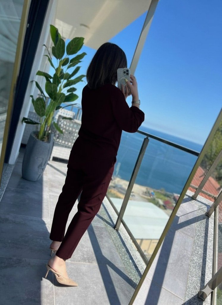 Kadın Uzun Kollu önden Fermuarlı Modal Ceket Ve Pantolon Ikili Takım - Görsel 15