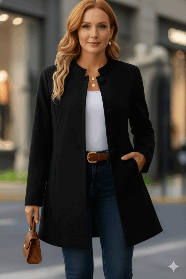 Kadın Uzun Kollu Yakalı önü Düğmeli Ithal Kaşe Astarlı Kaban