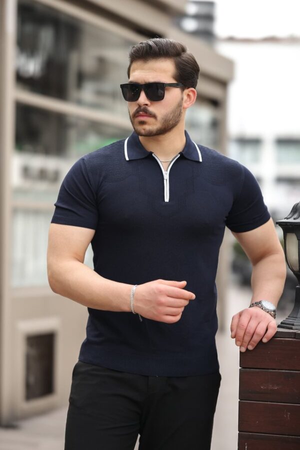 Erkek Polo Yaka Yarım Fermuar Tişört