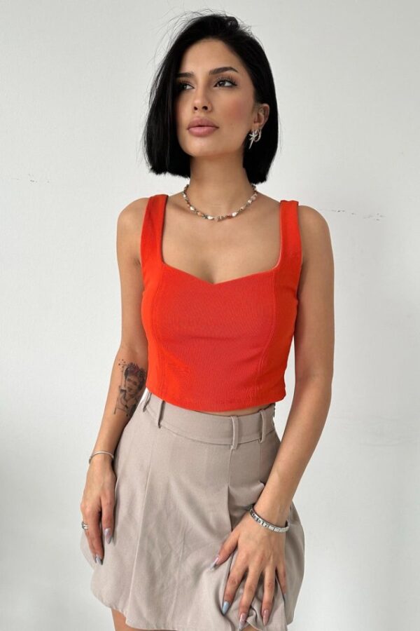 Yağ Yeşili Askılı Bluz