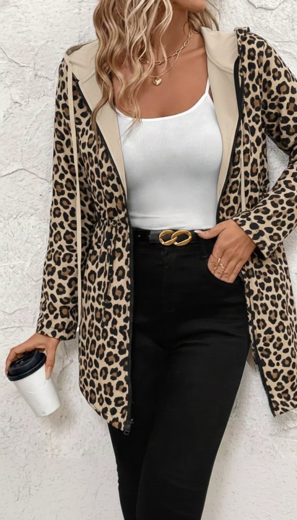 Kadın Uzun Kollu Kapşonlu çift Taraflı Cepli Bağcıklı Fermuarlı Viskon Iki Iplik Ceket - Görsel 7