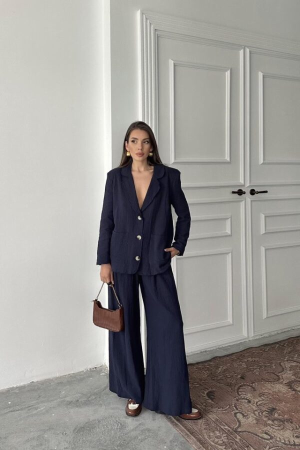 Lacivert Oversize Müslin Takım