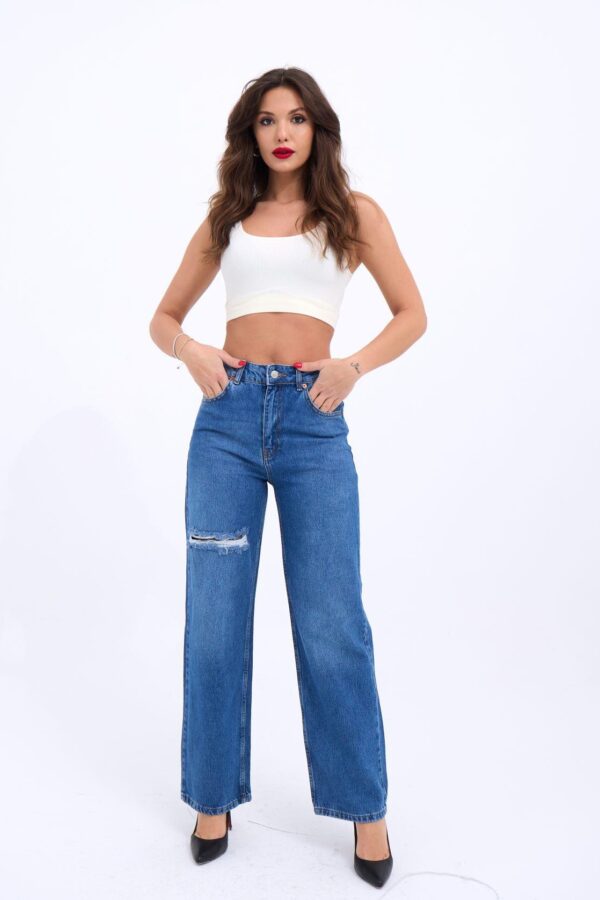 6491 DENİM WIDE LEG-MAVİ