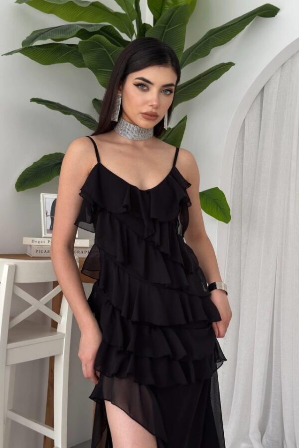 Ples Yırtmaç Detaylı Elbise