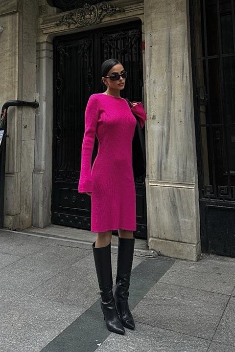 Brigita Sırt Dekolteli Triko Elbise 2532-01