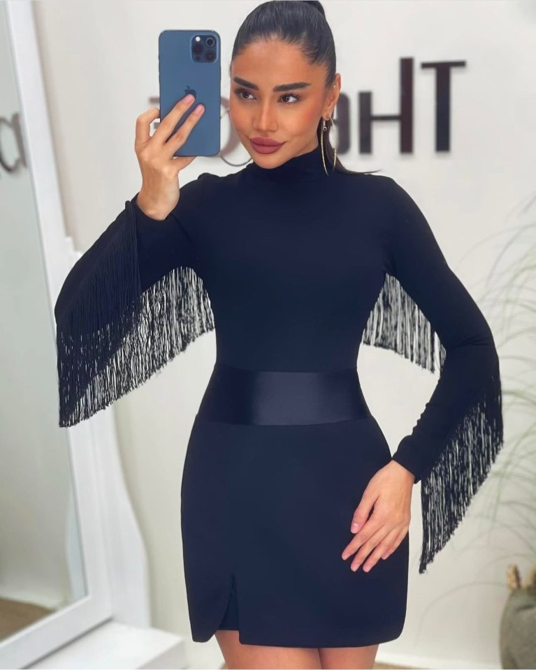 Kadın Uzun Kollu Balıkçı Yaka Püsküllü Kuşaklı Ithal Krep Tulum - Görsel 6