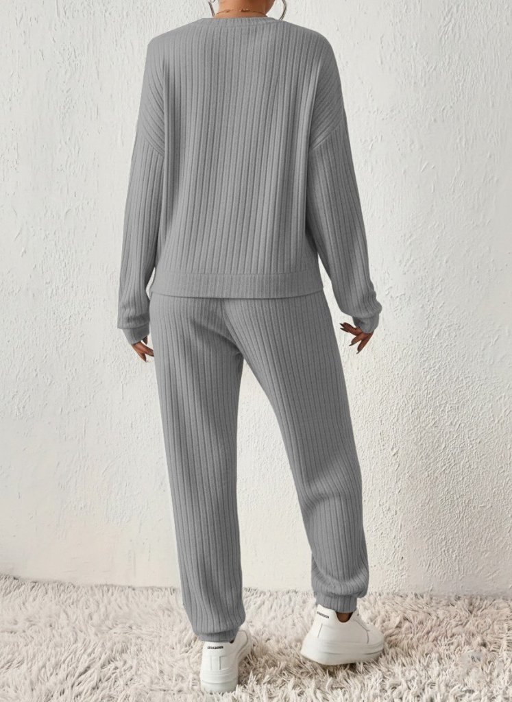 Kadın Uzun Kollu V Yakalı Kaşkorse Bluz Ve Pantolon Ikili Takım - Görsel 8