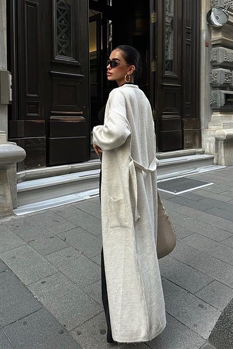 Cep Detay Kuşaklı Hırka 5171