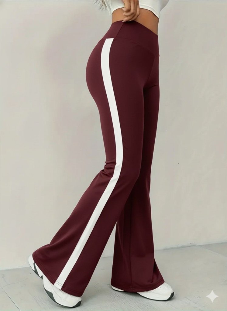 Kadın Yüksek Bel İspanyol Paçalı Yanlardan şerit Detaylı Dalgıç Tayt Pantolon - Görsel 16