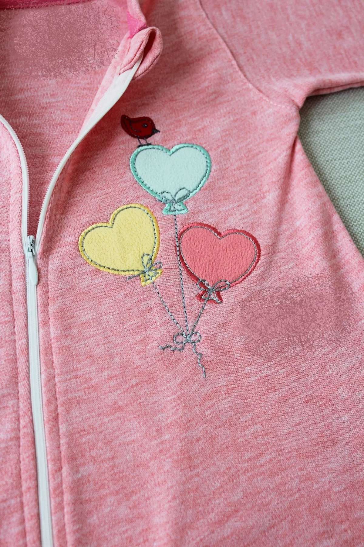 3-6 18-24 24-36 Ay Uçan Balonlar Nakışlı Ef Boy Fermuarlı Kız Bebek Tulumu - Görsel 4