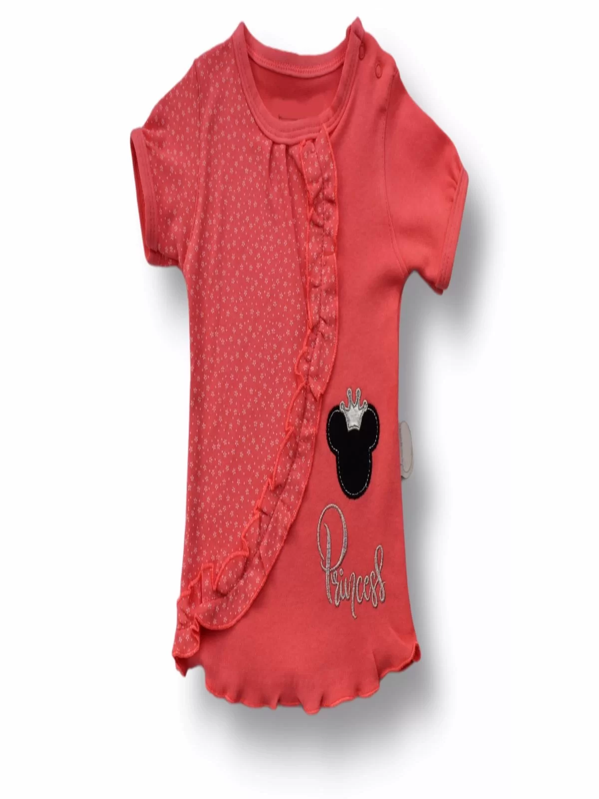 3-6 6-9 9-12 12-18 Ay Princess Taçlı Mickey Nakışlı Şort Tişört 3lü Kız Bebek Takımı - Görsel 2