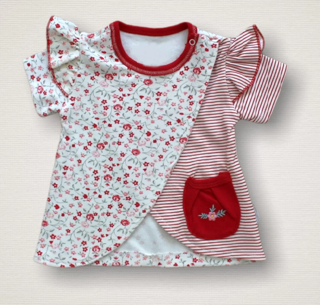 3-6 6-9 9-12 Ay Melek Kız Nakışlı Bandanalı Kısa Kollu Sweatli Şortlu 3lü Kız Bebek Takımı - Görsel 2