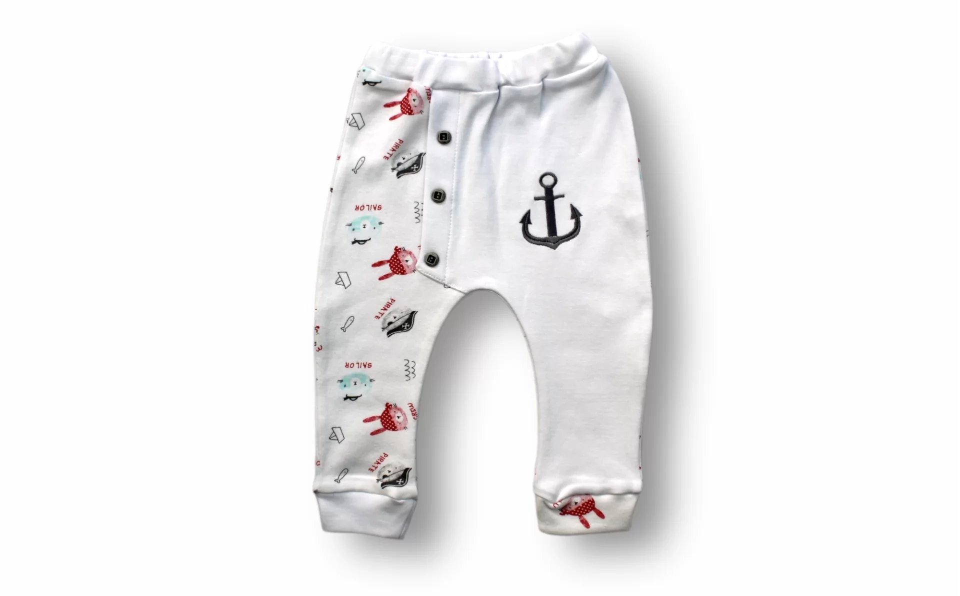 3-6 6-9 9-12 Ay Minik Korsan Nakışlı Şapkalı Uzun Kollu Zıbınlı 3lü Kız-erkek Bebek Takımı - Görsel 3