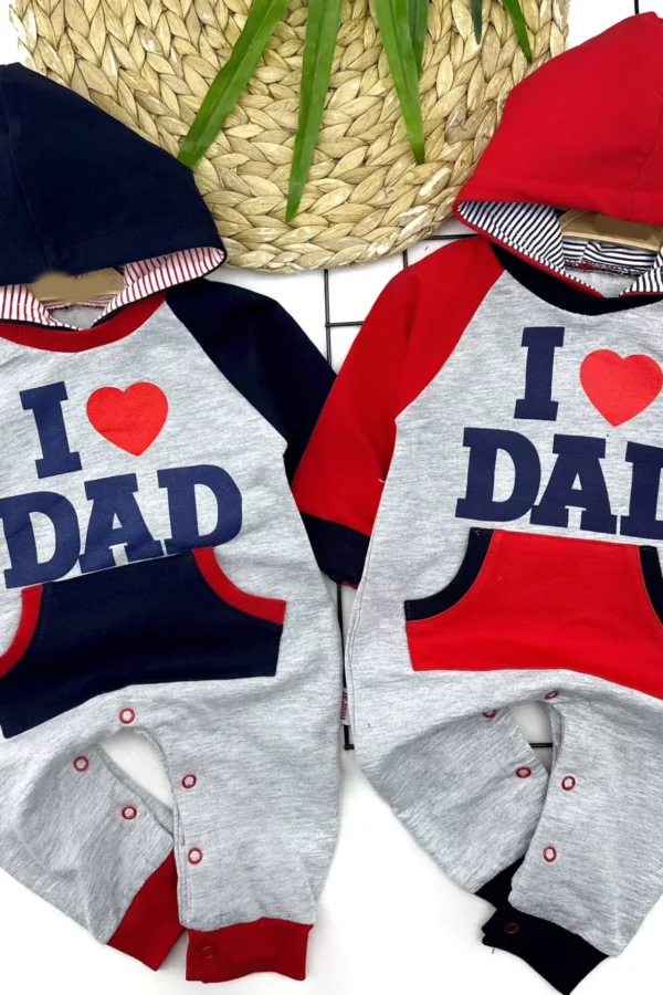 3-6-9-12 Ay Kapşonlu Babamı Seviyorum Nakışlı Uzun Kollu Kız Erkek Bebek Tulumu(lacivert) Lacivert