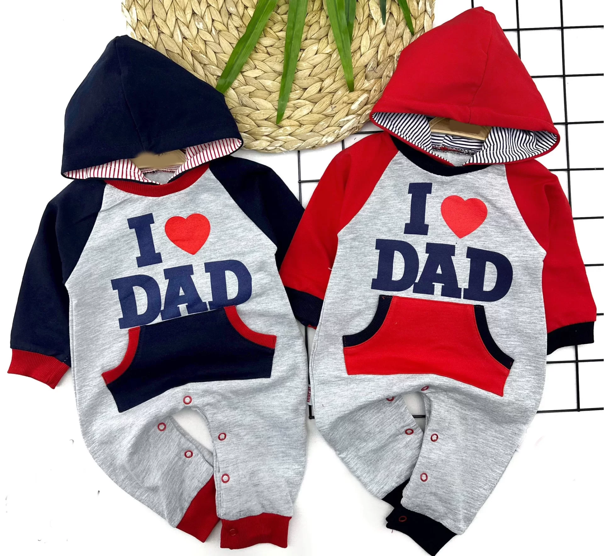 3-6-9-12 Ay Kapşonlu Babamı Seviyorum Nakışlı Uzun Kollu Kız Erkek Bebek Tulumu(lacivert)