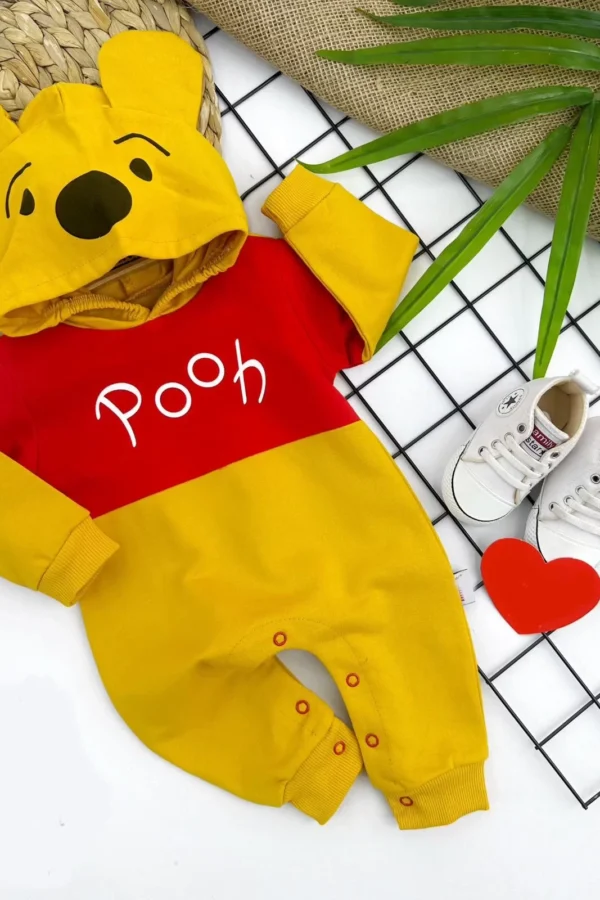 6-12-18-24 Ay Düğme Kapamalı Kapşonlu Ceket Welsoft Detaylı 2li Erkek Bebek Takımı Bej Sarı