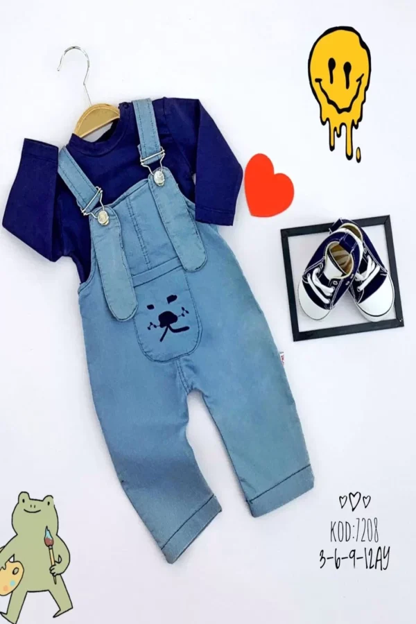 3-6-9-12 Ay Uzun Kollu Sweatli 2li Erkek Bebek Salopet Takımı