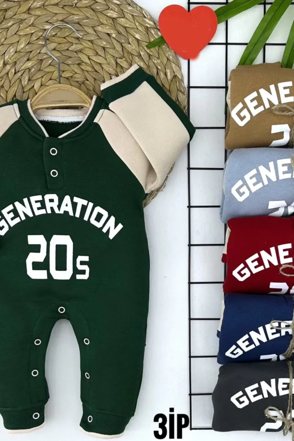 3-6-9-12 Ay Yazılı Baskılı Yaka Çıtçıt Detaylı Alttan Kapamalı Uzun Kollu Kız Erkek Bebek Tulumu Kırmızı