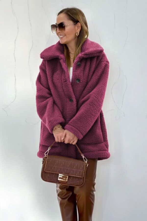 Kadın Uzun Kollu Yakalı önden Düğmeli Welsoft Kaban