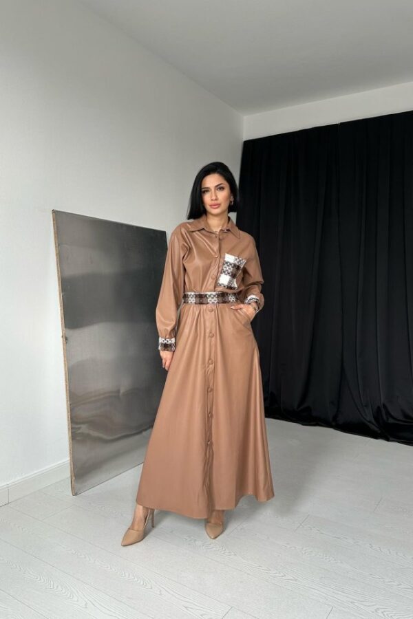 Taba Garnili Etekli Deri Takım