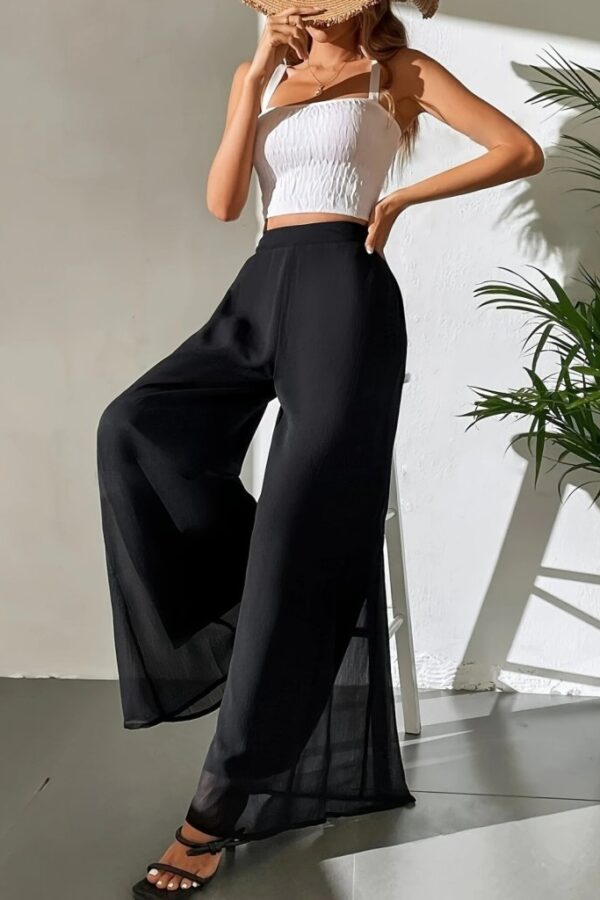 Kadın Yüksek Bel Geniş Paçalı şifon Pantolon