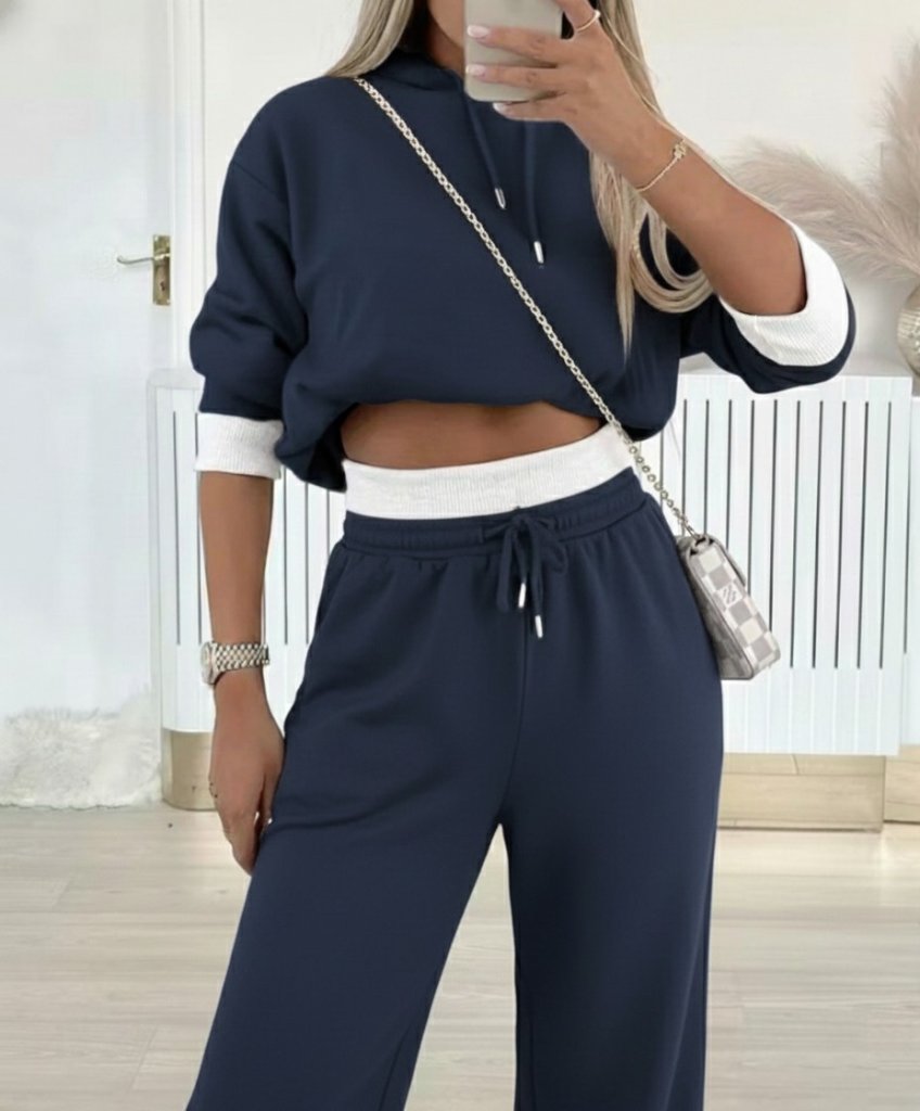 Kadın Uzun Kollu Kapşonlu Viskon Iki Iplik Bluz Ve Pantolon Ikili Takım - Görsel 5